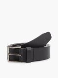 Black Casual Logo Leather Belt  Men