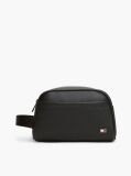 Black Perforated Pocket Enamel Flag Washbag  Men