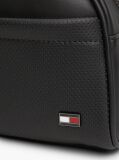 Black Perforated Pocket Enamel Flag Washbag  Men