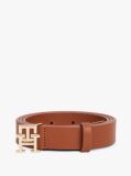 Brown Modern TH Monogram Buckle Leather Belt  Women