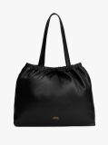 Black Soft Leather Logo Plaque Tote Bag  Women