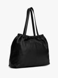 Black Soft Leather Logo Plaque Tote Bag  Women