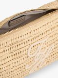 Beige Logo Embroidery Raffia Shoulder Bag  Women