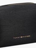 Black Modern Metallic Logo Textured Camera Bag  Women