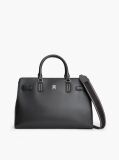 Negru Geanta Satchel Crossbody Cu Logo Repetat Si Monograma TH  Femei