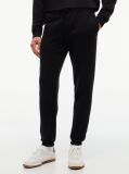 Black Tommy Flag Embroidery Cuffed Slim Joggers  Men