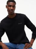 Negru Tricou Slim Cu Maneca Lunga Si Logo Liniar  Barbati