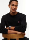 Black Tonal Tommy Badge Long Sleeve T-Shirt  Men
