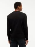 Black Tonal Tommy Badge Long Sleeve T-Shirt  Men