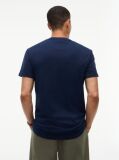Blue Tricou Din Jersey Cu Guler Rotund Si Logo  Barbati
