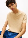 Beige Tommy Flag Crew Neck T-Shirt  Men