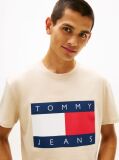 Bej Tricou Cu Guler Rotund Si Insigna Cu Steag  Barbati