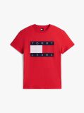 Rosu Tricou Cu Guler Rotund Si Insigna Cu Steag  Barbati
