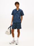 Blue Pantaloni Scurti Relaxed Din Poplin Imprimati  Barbati