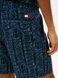 Blue Pantaloni Scurti Relaxed Din Poplin Imprimati  Barbati