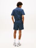 Blue Pantaloni Scurti Relaxed Din Poplin Imprimati  Barbati