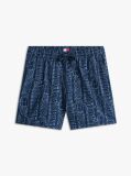 Blue Pantaloni Scurti Relaxed Din Poplin Imprimati  Barbati