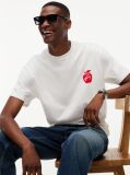 Alb T-Shirt Cu Logo Signature Pe Spate Si Croiala Lejera  Barbati