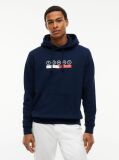 Blue Logo Sueded Terry Drawstring Hoody  Men