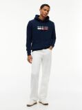 Blue Logo Sueded Terry Drawstring Hoody  Men