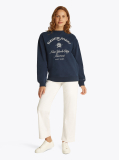 Blue Bluza Cu Guler Rotund Si Logo NYC  Femei
