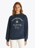Blue Bluza Cu Guler Rotund Si Logo NYC  Femei