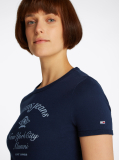 Blue Tricou Cu Croiala Slim Si Logo NYC  Femei