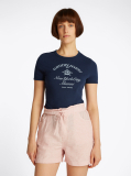 Blue Tricou Cu Croiala Slim Si Logo NYC  Femei
