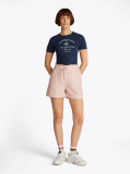 Blue Tricou Cu Croiala Slim Si Logo NYC  Femei