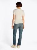 Alb Tricou Cu Croiala Slim Si Logo NYC  Femei