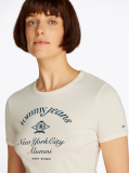 Alb Tricou Cu Croiala Slim Si Logo NYC  Femei