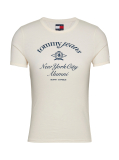 Alb Tricou Cu Croiala Slim Si Logo NYC  Femei