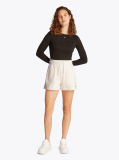 Alb Pantaloni Scurti Relaxate Din Material De Trening  Femei