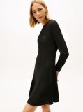 Negru Rochie Mini Fit & Flare Cu Maneci Lungi   Femei