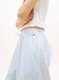 Blue Loose Linen Blend Drawstring Trousers  Women