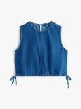 Denim Chambray Denim Side Tie Sleeveless Blouse  Women