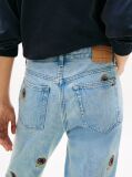 Denim Embroidery Mid Rise Slim Straight Leg Jeans  Femei
