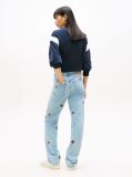 Denim Embroidery Mid Rise Slim Straight Leg Jeans  Femei
