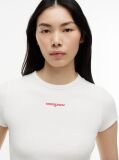Alb Tricou Slim Cu Logo Si Dungi  Femei