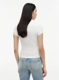 Alb Tricou Slim Cu Logo Si Dungi  Femei