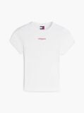 Alb Tricou Slim Cu Logo Si Dungi  Femei