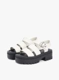 White Leather Cleat Platform Sandals  Women