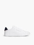 White Pebble Grain Court Trainers  Men