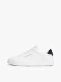 White Pebble Grain Court Trainers  Men