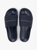 Blue Logo Textured Pool Slides  Men