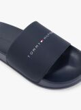 Blue Logo Textured Pool Slides  Men