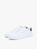 White Contrast Heel Trainers With Leather  Men