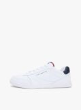 White Contrast Heel Trainers With Leather  Men