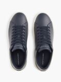 Blue Mixed Texture Court Trainers With Leather  Men
