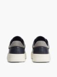 Blue Mixed Texture Court Trainers With Leather  Men